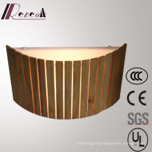 Modern Restuarant Decorative Natural Oak Wooden Semicricle Wall Lamp